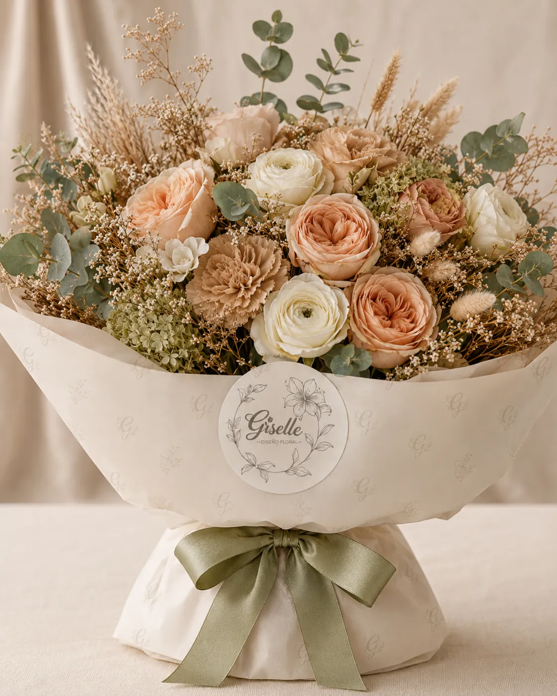 Taller floral con arreglos sobre mesa de madera